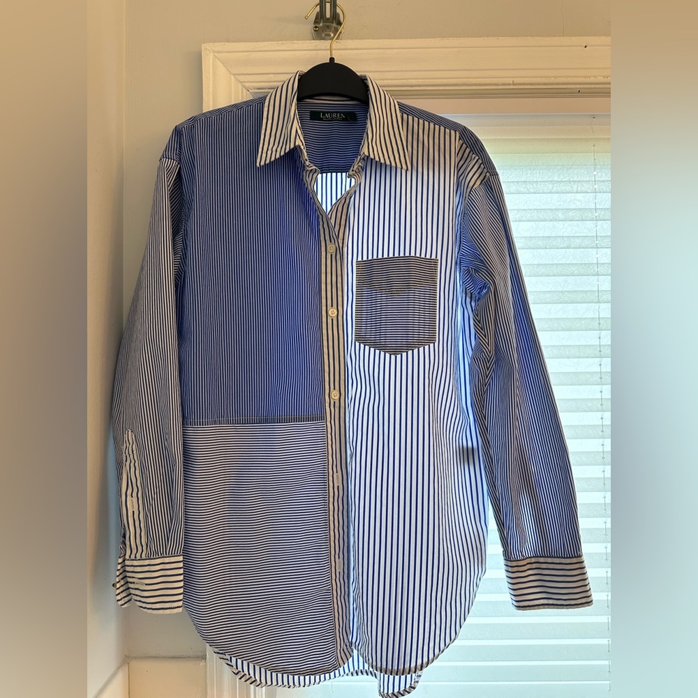 Lauren Ralph Lauren Blue Button Down Shirt Fun Shirt